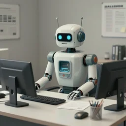 ( ( ( ( ( 2 0 5 0 s retro future android robot office. muted colors. ) ) ) ) ) by jean - baptiste monge,!!!!!!!!!!!!!!!!!!!!!!!!!