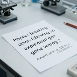 “Physics breaking down following an experiment gone wrong. Award winning 50 mm photorealistic”