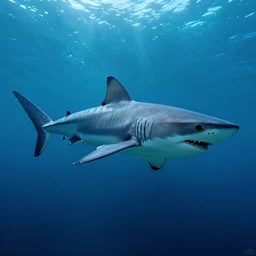 cyberpunk shark in the ocean