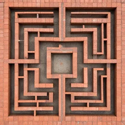 brick paving maze, direct overhead view