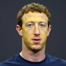 Mark Zuckerberg's head looks like a lemon and has yellow skin