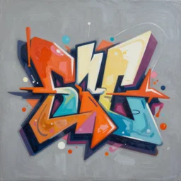 Jet Grind Radio Painting by Sachin Teng, asymmetrical, Organic Painting , Hard Light and long shadows, Matte Painting,  geometric shapes, hard edges, graffiti, street art, 300 dpi :2 by Sachin Teng:4