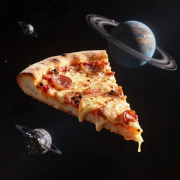 a single slice of pizza spaceship in orbit over a single planet space wallpaper starwars digital art 4 k atmospheric cinematic shot octane render