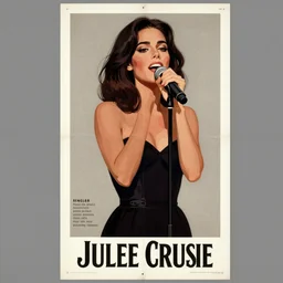 julee cruise singing. advertising poster, limited neutral palette, by pascal campion, petros afshar, anton fadeev, dean ellis, randolph stanley hewton, beautiful graphic, propaganda poster art 1 9 7 0 s illustrated advertising art, painterly design