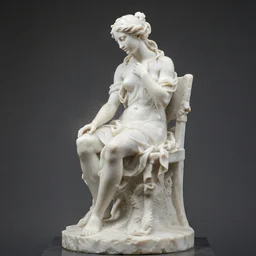 a sculpture of a renaissance girl sitting on a top of the chair, a white marble sculpture covered with floating water by nicola samori, behance, neo - expressionism, marble sculpture, apocalypse art, made of mist, medium shot