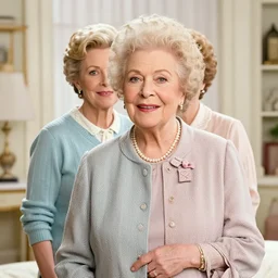 a promotional still of the tv show golden girls ( 1 9 9 0 ), rose and dorothy are in the kitchen table eating cheesecake.