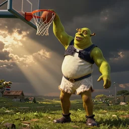 shaquille o'neal dunks on shrek