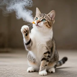 kitten doing vape tricks
