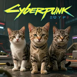 kittens in cyberpunk 2 0 7 7 8 k resolution hyperdetailed photorealism hdr extremely high quality award winning