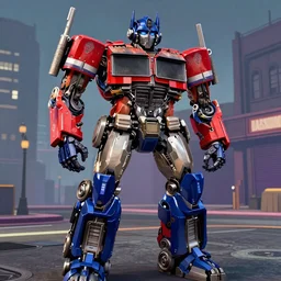 Optimus prime in the style of a gta load screen