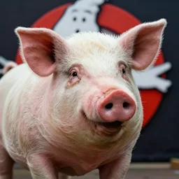 Live Action Still of pig in Ghostbusters, real life, hyperrealistic, ultra realistic, realistic, highly detailed, epic, HD quality, 8k resolution, body and headshot, film still,Exquisite detail, post-processing, masterpiece, Cinematic Lighting, Unreal Engine, 8k, HD