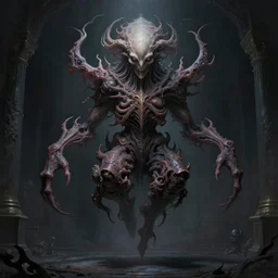 professional concept art portrait of a ominous floating!! organic terrifying!! species thing in a dark room by artgerm and greg rutkowski. an intricate, elegant, highly detailed digital painting, concept art, smooth, sharp focus, illustration, in the style of cam sykes.