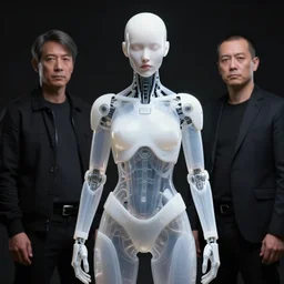 fine art portrait mid shot minimal model cyborg girl by ilm and bill sienkiewicz, emmanuel shiu, zaha hadid, mgxs, transparent 3 d printed neo - futuristic white plastic armor, studio, mamiya 6 5 mm, iso 4 0 0, f / 5. 6, hyperrealism, studio lighting, studio, high details, dramatic, manga, trending on artstation, cgsociety