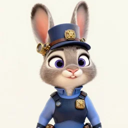 cute rabbit wearing steampunk police suits, judy from zootopia, character, closeup headshot, sketch portrait by jean - baptiste monge