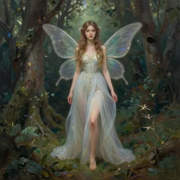 beautiful oil painting full body portrait fairy faerie fey princess standing in forest highly detailed subtle alluring