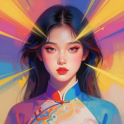 prompt! dream symmetry!! stunning portrait of beautiful face vietnamese girl wearing tradition clothes!! by victo ngai, kilian eng vibrant colours, dynamic lighting, digital art, winning award masterpiece, fantastically beautiful, illustration, aesthetically inspired by beksinski and dan mumford, trending on artstation, art by greg rutkowski, 8 k