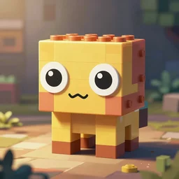 small creatures made of a single brick, four legged, big cute eyes, quadrupedal, cute looking, kawaii, sharp focus, character sheet, game concept art, blocky, lego mixels, flat toon style like katamari damacy inspired, pokemon inspired, blocky like minecraft