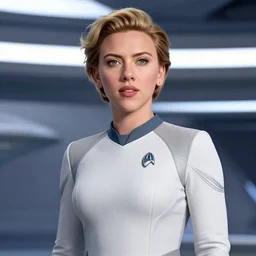 Scarlett Johansson as captain of the starship Enterprise in the new Star Trek movie
