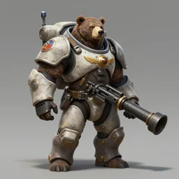 concept art of a high fantasy bear beast-man space soldier using a bazooka trending on artstation, detailed high resolution