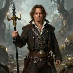 a bard that is johnny depp, dungeons and dragons, epic illustration, fantasy illustration, epic, 8 k, artstation, lute