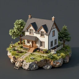 house on the island, unreal engine, high detail, realism, award winning, detailed lighting