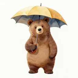 autumn a bear with an umbrella watercolor by arti chauhan trending on artstation