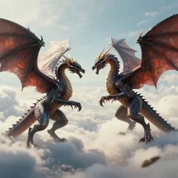 two dragons fighting in the clouds, Greg Rutkowski, ArtStation, CGSociety, Unreal Engine