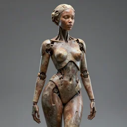 beautiful African female cyborg with ultra realistic body sculpted by Richard Serra from Venus