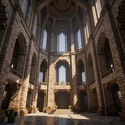 interior cathedral multiple floors created in minecraft