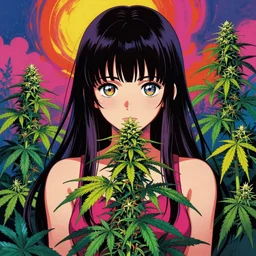 cannabis people advocate for freedom to grow in their own backyard, pop art colorful whimsical anime fantasy vibrant, by chiho aoshima