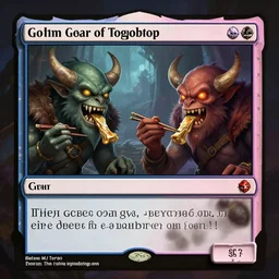 two goblins eating with chopsticks, magic the gathering illustration style
