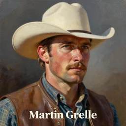 a beautiful painting of a cowboy by martin grelle