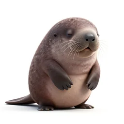sleepy manatee, stylized pixar-style 3d render, full body, isolated on a pure white background, centered, entire subject in frame, sharp focus, soft studio lighting