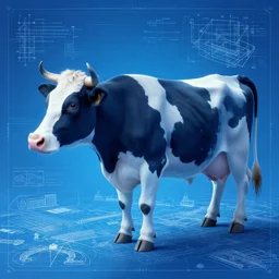 cow defender, in the style of Greg Broadmore and Arthur Rackham,trending on artstation, light lighting side view,digital art,surrealism ,macro,blueprint ,vaporwave ,