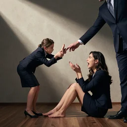 a secretary getting her barefeet tickled by her boss