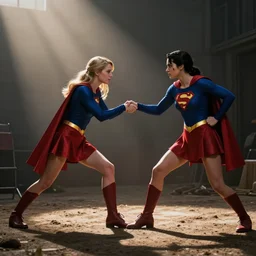 supergirl having a tug - of - war with a c