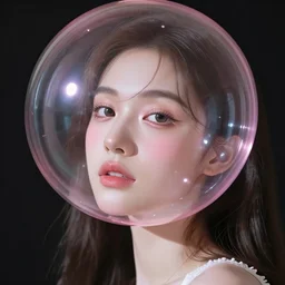 pink bubble with a face