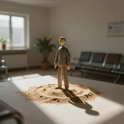 plasticine sculpture. fish tank in hospital waiting room. john craxton. sand. stop motion. shadows. minimal.