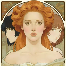 portrait of amber heard by alphonse mucha, yoshitaka amano, ayami kojima