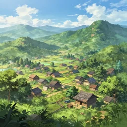 a beautiful photorealistic anime illustration of village nature by b. v. doshi, atlantis, archdaily, wallpaper, highly detailed, trending on artstation.