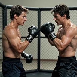 Tom Cruise clones in Cage fight, photorealistic