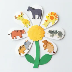 a flower made of cut - outs of animals