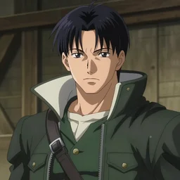 portrait of Solid Snake, screenshot from Fullmetal alchemist: brotherhood (2009) anime, high quality, highly detailed, 4k