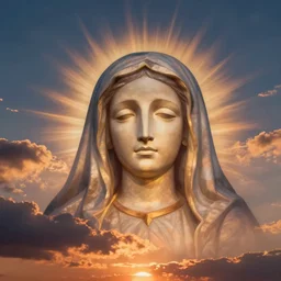 sunset clouds in the form of virgin mary face