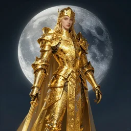 Fantasy golden knight, moonlit, HD, illustration, epic, D&D, fantasy, intricate, elegant, highly detailed, digital painting, artstation, concept art, smooth, sharp focus, illustration, art by artgerm and greg rutkowski and alphonse mucha, monster hunter illustrations art book