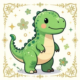a green anthropomorphic dinosaur, art by craola, adorable and whimsical, digital illustration, ornate detail