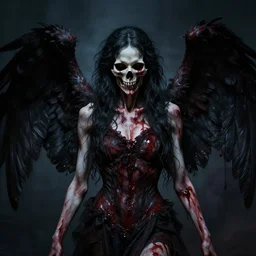 portrait of the death angel, angelic, dark, horror, blood, by jeremy mann