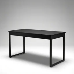 matte black writing desk, studio product photography, isolated on a pure white background, centered, entire object in frame, sharp focus, soft studio lighting