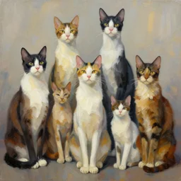 artwork of really tall sitting cats by bob eggerton, thick brush, 4 k resolution