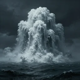 concept art by greg rutkowski, a gigantic wave of a hundred thousand meters rising in an endless ocean without surface, dark lighting, uncanny and scary atmosphere, scifi, digital painting, artstation, concept art, smooth, sharp foccus ilustration, artstation hq